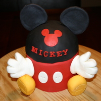 Mickey Mouse fondant on a chocolate cake