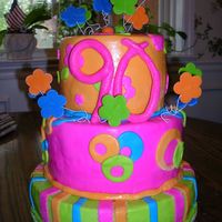 90Th Birthday Cake I made this cake for my grandmothers' 90th birthday. I wanted to make something fun and bright to celebrate. I got inspiration from...