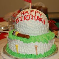 Golfcake3.jpg This is the front of the golf cake I made for my bf for his bday. It was my first stacked cake as well as the first time I used the Wilton...