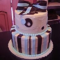 Brown And Blue Bow Cake 