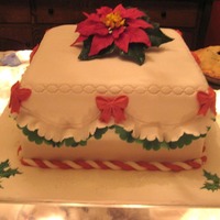 Christmas Poinsettia Cake for holiday party last Sunday night. Gumpaste poinsettia, everything else fondant. Thanks for looking!