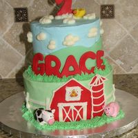 Grace's Farm Birthday Cake Farm themed 2nd birthday cake for my daughter. Buttercream with handmade fondant accents.