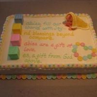 Baby Shower Cake My first baby shower cake. I was in a hurry to finish the writing, so it is quite crooked -next time I will use one of those impression...