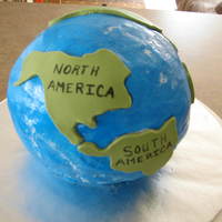 Globe Cake Used buttercream to ice the cake the green is fondant.