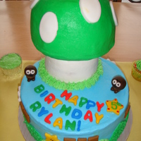 Mario Birthday This was for my sons 5th Birthday. He wanted a Mario cake and thanks to so many different CC people, we came up with this! Frosted with BC...