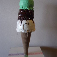 Ice Cream Cone Cake Birthday cake for 3 of my daughter s co-workers.For instructions on my way of making this: http://paintedacrescakes.blogspot.com/2011/09/...