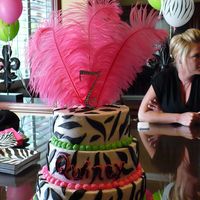 Zebra Cake Too bad I couldnt get my camera wipped out before a little brother dug his fingers in around the base :- )