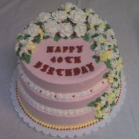 White Roses 40Th Birthday Cake My friend and I have birthdays very close together, so I made 40th birthday cake! This was my first multi tiered cake, it worked out great...