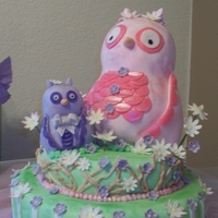 Owl Cake Ok, hers my first attempt with fondant. After reading here on CC about MMF, I thought I should give it a try. I need a ton of practice but...