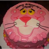 Pink Panther Done for a girl turning 30 who loves Pink Panther. Strawberry cake with cream cheese icing. I took a Pink Panther coloring page and used it...