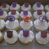 Transformer Cupcakes white cupcakes with whipped topping