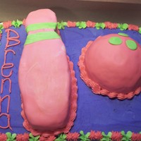 "10"th B-Day Cake The pin and ball represent "10" (ball should have been bigger). Triple chololate cake, buttercream for the base cake and fondant...