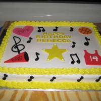 Becca's Hsm Cake Bday cake for my bff daughter. She wanted a HSM cake. I was at a loss for what to do. So I made all the fondant cutouts of symbols from the...