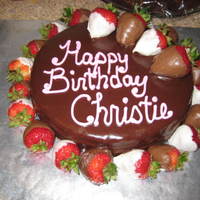 Chocolate Covered Strawberries For Christie Chocolate cake, ganache and choc covered strawberries for my dear friend who LOVE, LOVE, LOVES chocolate. My first time using ganache, and...