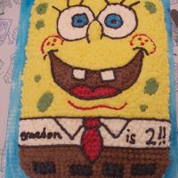 Spongebob This is the cake I made for my 2 year old son's birthday. This was my very first cake!