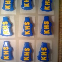 Megaphone Mini-Cakes Vanilla cakes with poured fondant & royal icing flooded hand made letters