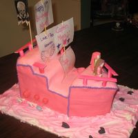 My 11Th Birthday Cake I made this with my mom, karateka. It is a pink pirate ship. It was a horrible disaster the whole time, I think Mom is going to tell the...