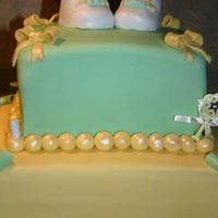 Baby Shower Cake This was my first baby shower cake so its not perfect. The top layer is chocolate sponge cake with chocolate cream, and the bottom is...