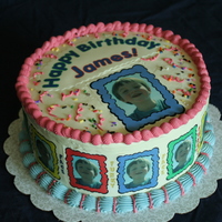 Birthday Cake For James I made this cake for my nephew's birthday. It is buttercream with edible photos.