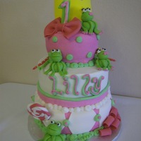 Frog And The Princess tiered birthday cake for a princess and a frog......