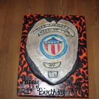 Fire Fighters Badge for a fireman's 21st birthday.