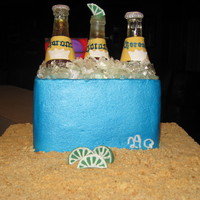 Ice Chest Full Of Beer Lots of fun making. Bottles are sugar, lime is chocolate, sand is brown sugar and pecan sandies cookies.