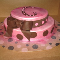 Pink And Brown Polka Dots girl baby shower cake