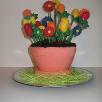 Flower Pot Flowers were made from chocolate, the grass was edible easter straw, the dirt was oreo cookies and the worms were gummy.