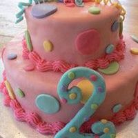 Pink Polka Dot Cake Two layer, fondant with buttercream border.