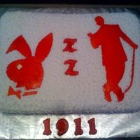 Kappa Alpha Psi Probate Celebration This is a yellow cake covered in buttercream icing using a star tip. The silhouette and the bunny are fondant cut outs.