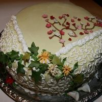 Green Cake With Cherry Blossom 