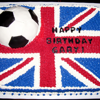Soccer Ball Union Jack Flag Cake 