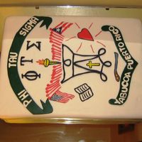 Phi Tau Sigma Anniversary Two 9x13" almond cakes covered in foundant. This is a replica of the fraternity logo.