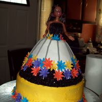 Barbie Cake 2nd barbie cake done to match a little girls dress BC frosting flowers fondant cutouts did it today hope you like