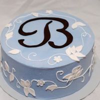 Blue And Brown Bridal Shower I LOVE THIS CAKE! It has to be one of my favorite cakes that I have done. The leaves and flowers are gumpaste and the "B" is...
