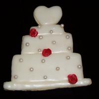 Rose Wedding Cake Cookie NFSC with glace. Edible pearls and hand-made modeling chocolate roses! Thanks for looking!