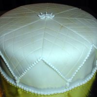 "snowflake Cake" (Course 4, Cake 1) My second fondant covered cake completed during course 4. White cake with BC under the fondant. I kind of made this one up as I went, but...