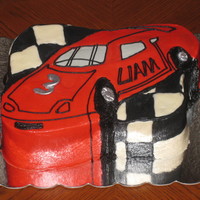 "red Race Car Wish Silver Wheels" Red Race Car with silver wheels" were the specific directions I was given by the 3 yearold who's birthday it was. He was pretty...