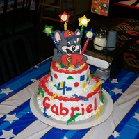 Chuck E. Cheese A 2 tier cake with Chuck E. Cheese popping out of the top. The mouse is made from the royal icing similar to color flow. Once the image...