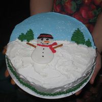 1St Cake!! OUR first attempt at a cake. I got the design idea from another poster on here. Two layers devils food cake with buttercream frosting....