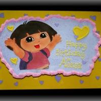 Dora For Alissa Dora CCC. BC w fondant accents. Dora was made out of fondant and airbrushed. TFL!