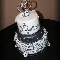 Floral Bridal Shower Fondant w RI stenciling. Was brought a plate for the design and this is what I came up with. I was pretty happy with the way it turned out...