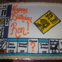 Monopoly Buttercream 1/4 sheet monopoly board. Made for a guy who just got out of jail 2 months before birthday. Went back day after birthday......