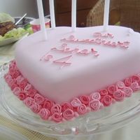 Forever Love Delicious moist sponge cake layered with strawberry jam. The roses are made of three parts sugar past and one part flower paste. I designed...