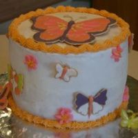 Butterfly Birthday Cake Butterflies made with colorflow. Buttercream icing. Choc and white layer cake.