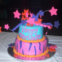 Hannah Montana Inspired This was for a little girl that kept saying she wanted lots of swirls coming out of the cake with stars and to look girly. She also wanted...