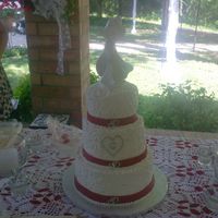 Sister's Cake All buttercream with fondant ribbon and little silver wilton heart dohickeys! My grandmother likes her house hot, so she kept turning the a...