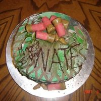 Camo And Shotgun Shells brother was going hunting for his birthday and dad wanted the cake to go with all of the gear he was getting. chocolate cake with...