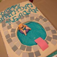 Pool Party Cake pool birthday cake for my co-worker's daughter's 6th birthday marble cake with buttercream and fondant accents