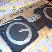 Dj Turntables Cake birthday cake for my mom's friend's husband's birthday who is a dj red velvet cake/cream cheese icing and marble cake/...